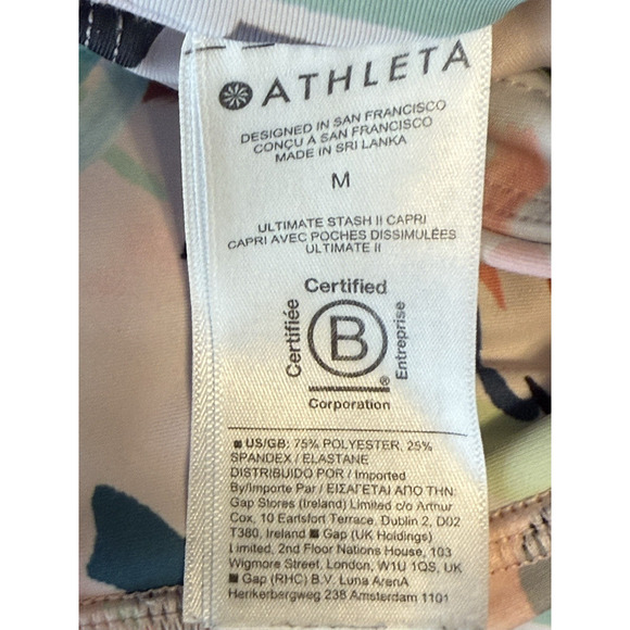 Athleta Ultimate Stash II Capri Leggings WOMENS SIZE MEDIUM Floral Print 987260 - Picture 6 of 10